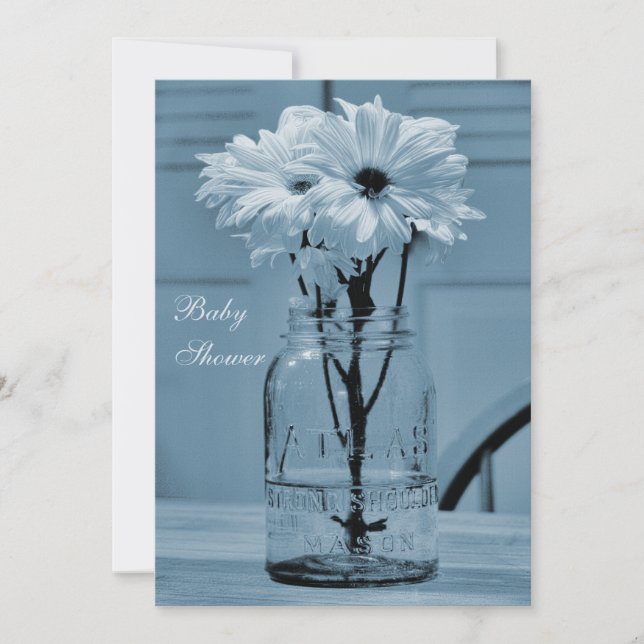 Vackert Mason Burk & Daisy Blue Baby Shower Inbjudningar (Framsida)