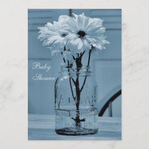 Vackert Mason Burk & Daisy Blue Baby Shower Inbjudningar