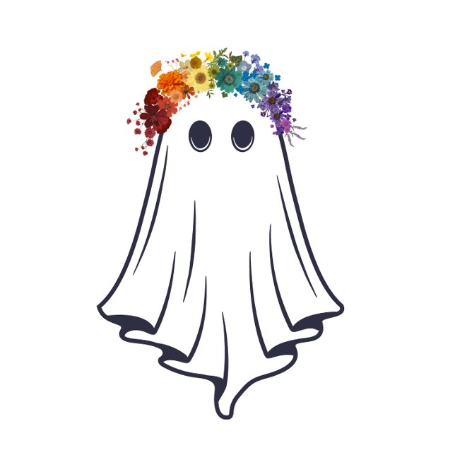 Vackert men Spooky Rainbow Flower Ghost T Shirt (Skapare uppladdad)