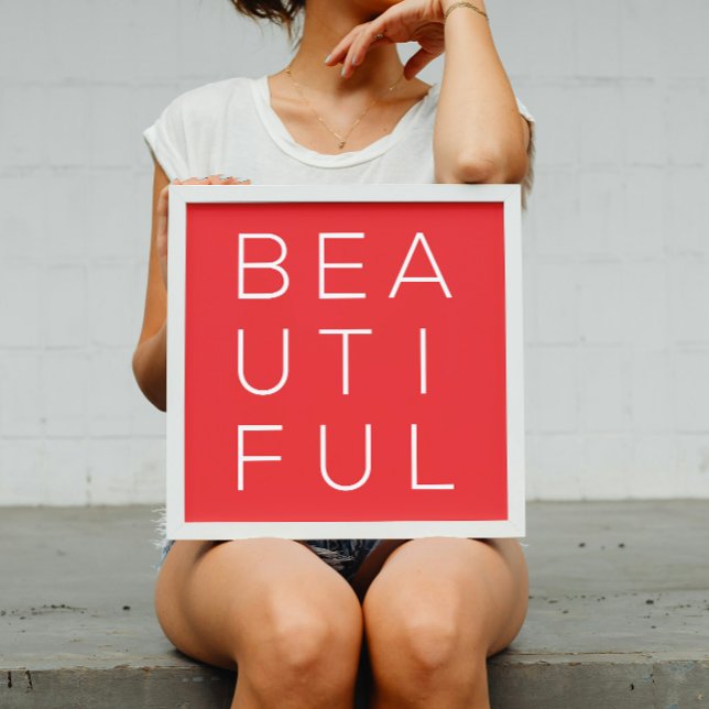 Vackert, minimalistiskt väggkonst med röd bakgrund (Skapare uppladdad)