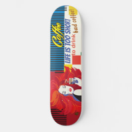 "Vackert Mode Woman and Coffee Kopp" POP-ART Mini Skateboard Bräda 18,5 Cm