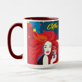 Vackert Mode Woman och Trendiget POP-ART Mugg