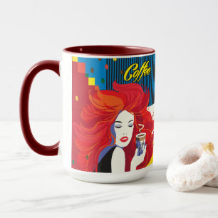 Vackert Mode Woman och Trendiget POP-ART Mugg