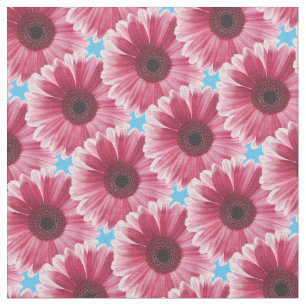 Vackert Modern Rosa Gerbera Flower Mönster Tyg