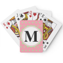 Vackert monogram rosa gröna prickar 