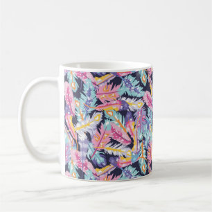 Vackert Mönster i Colorful Boho Feathers Kaffemugg