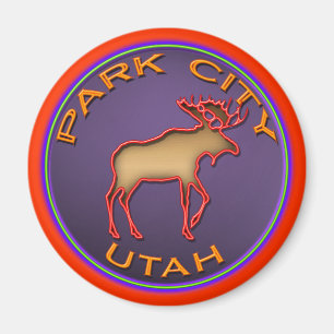Vackert Moose Medallion Park City Souvenir Magnet