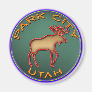 Vackert Moose Medallion Park City Souvenir Magnet