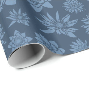 Vackert mörkblått blommönster presentpapper