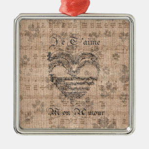 Vackert musik noter hjärta julgransprydnad metall