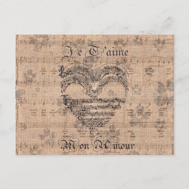 Vackert musik noter hjärta vykort (Framsida)