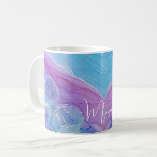 Vackert namngiven Lila Blue Abstrakt Ro Kaffemugg