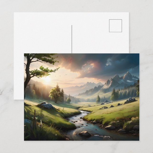 Vackert naturlandskap vykort (Fram/baksida)