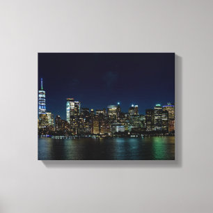 Vackert New York Skyline på natten Canvastryck