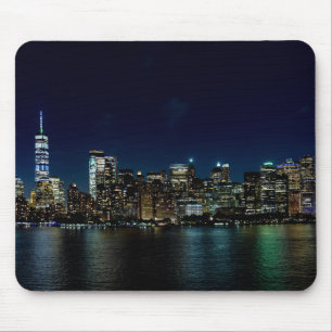 Vackert New York Skyline på natten Musmatta