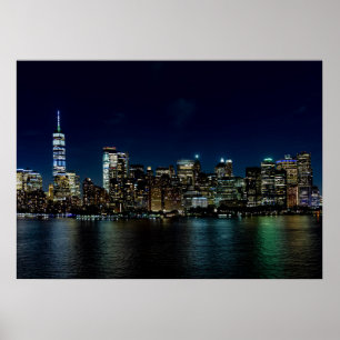 Vackert New York Skyline på natten Poster