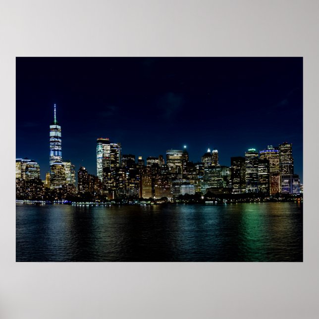 Vackert New York Skyline på natten Poster (Framsidan)