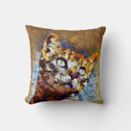 Vackert och Crazy Cat Artwork Kudde
