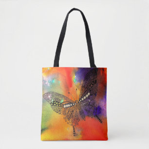 Vackert och färglöst fjäril Tote Bag Tygkasse