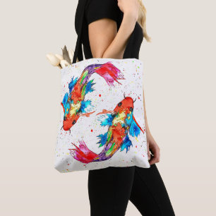 Vackert och färglöst Koi Fish Tote Bag Tygkasse
