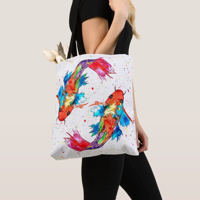Vackert och färglöst Koi Fish Tote Bag Tygkasse (Närbild)