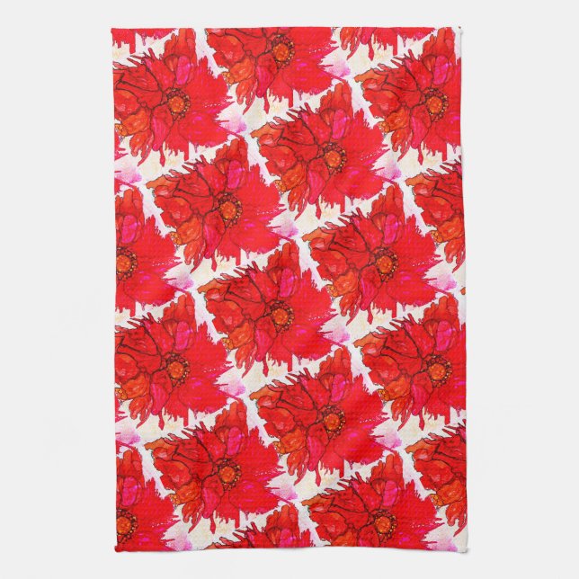 Vackert och färglöst poppy Flower Kitchen Towel Kökshandduk (Vertikal)