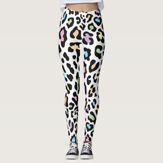 Vackert och färgstarkt Cheetah-utskrift Leggings (Framsida)