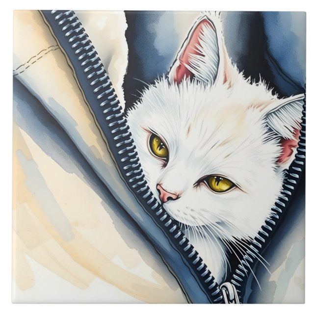 Vackert och modernt Cute Watercolor Cat Collection Kakelplatta (Framsidan)