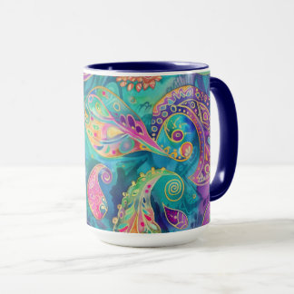 Vackert och vibrant Whimsical Paisley Mugg