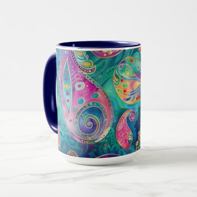 Vackert och vibrant Whimsical Paisley Mugg (Framsida vänster)