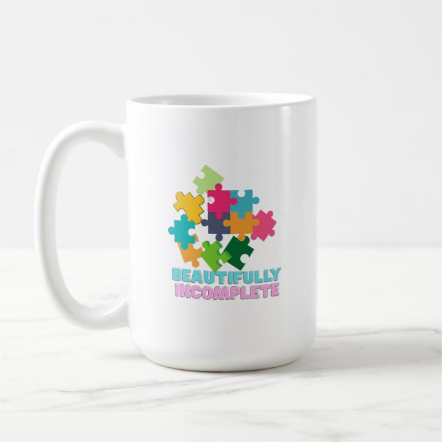 Vackert Ofullständig Färgrik Pusselbit Kaffemugg (Vänster)