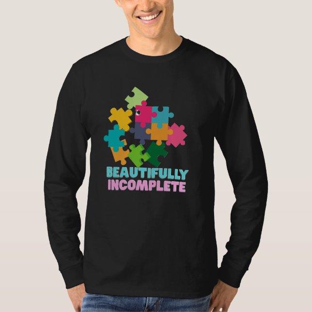 Vackert Ofullständig Färgrik Pusselbit T Shirt (Framsida)