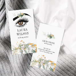 Vackert Öga med Greenery Watercolor Flowers Visitkort