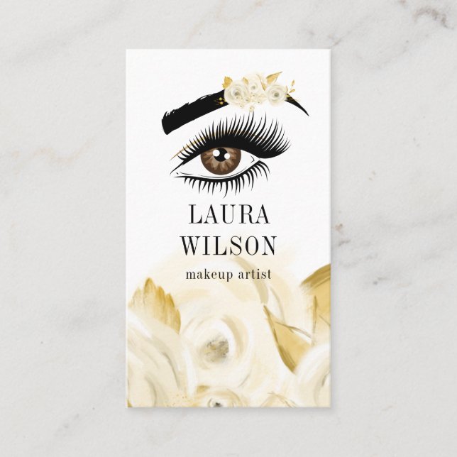 Vackert Öga med vit vattenfärg Blommor Visitkort (Framsida)