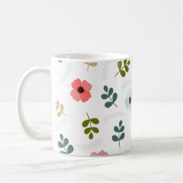 Vackert olika färgade blommor och grön lövverk kaffemugg