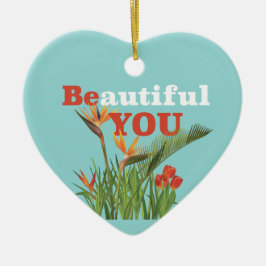 Vackert om du är Monogram Orange Garden Blommigt Julgransprydnad Keramik