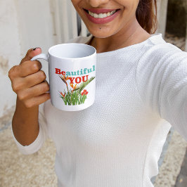 Vackert om du är Monogram Orange Garden Blommigt Kaffemugg