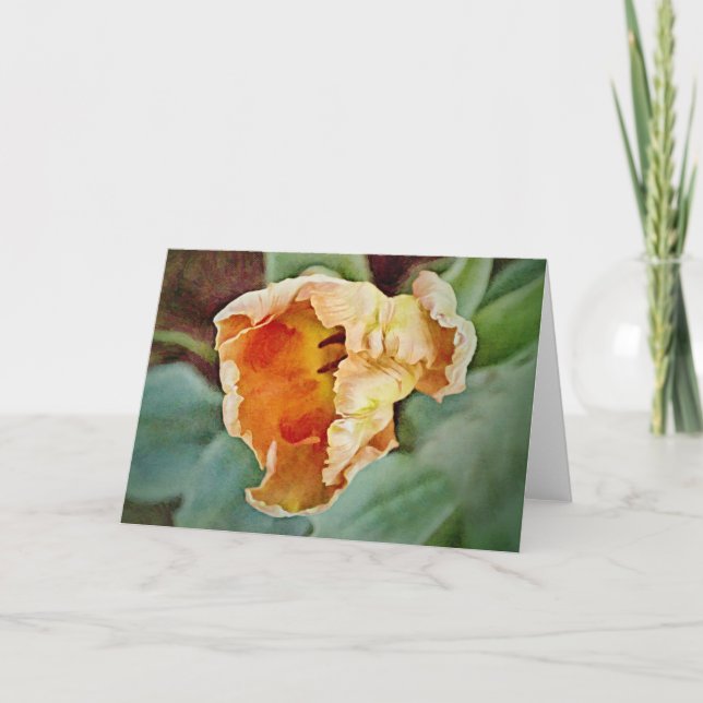 Vackert Orange Tulip Art Note Card Kort (Framsida)