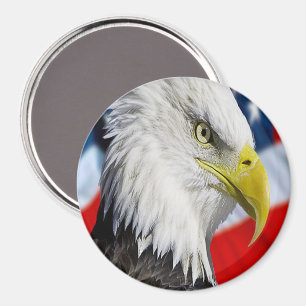 Vackert Örn huvud och en amerikansk flagga 1 Magnet