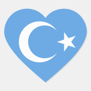 Vackert Öster Turkestan Flagga Hjärtformat Klistermärke