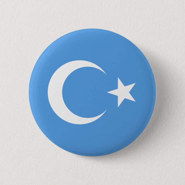 Vackert Öster Turkestan Xinjiang Flagga Knapp (Framsida)