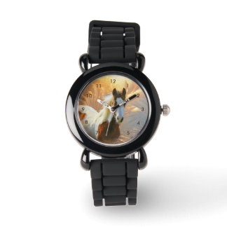 Vackert Paint Horse Silver Glitter Watch Armbandsur