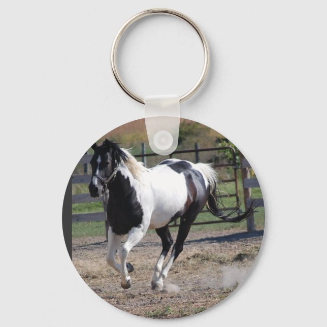 Vackert Paint Pinto Horse Nyckelring (Framsida)