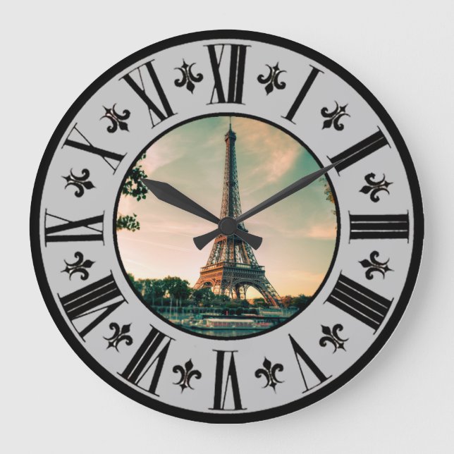 Vackert Paris ~ Eiffel Torn vid Twilight ~ * ~ Stor Klocka (Framsida)