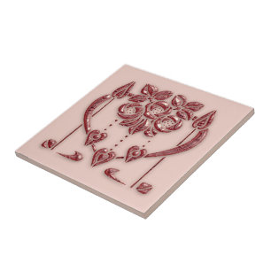 Vackert pastel Art nouveau keramik Kakelplatta