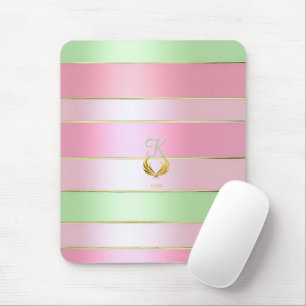 Vackert Pastell Rosa och Grönt Monogram Musmatta