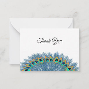 Vackert Peacock Feather Tack för ditt kort