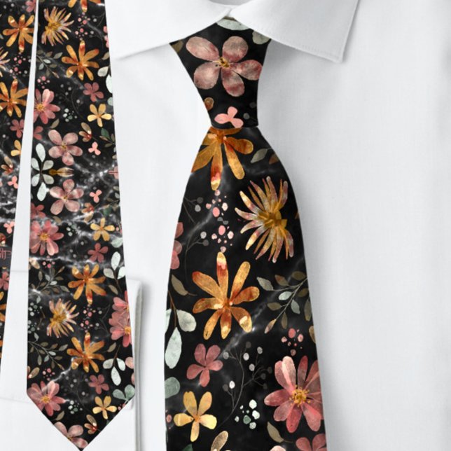 Vackert persiko Black Summer Blommigt Watercolor Slips (Skapare uppladdad)