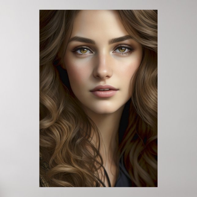 Vackert Photorealistiska Woman Porträtt AI Generat Poster (Framsidan)