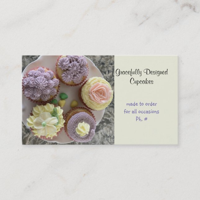 Vackert Pipade Cupcakes Affärskort Visitkort (Framsida)